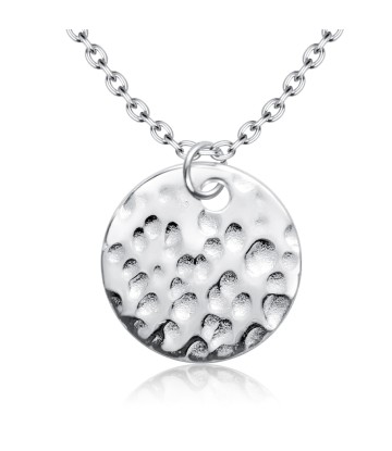 Round Flat Stencil Shaped Silver Necklace SPE-5262